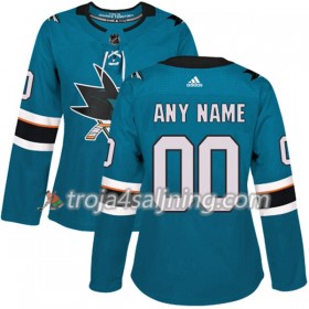 San Jose Sharks tröja Customized Adidas 2017-2018 Teal Authentic - Dame NHL Tröjor